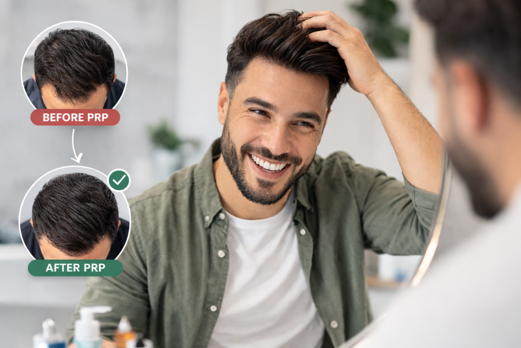 PRP treatment and its before-and-after results.