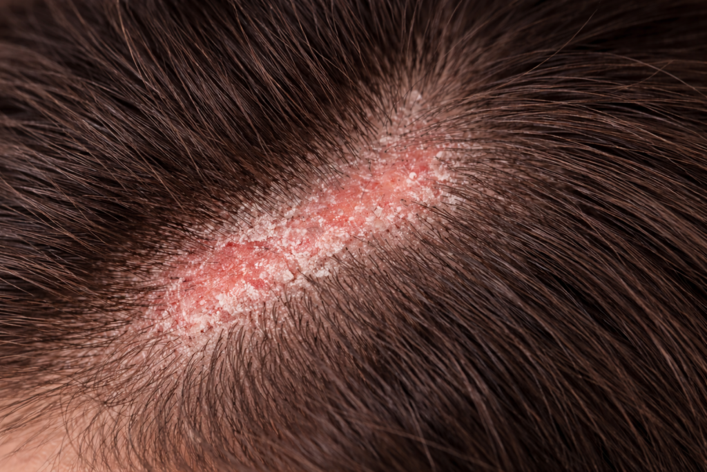 The Best Scalp Psoriasis Treatment in the Philippines 1 mild scalp psoriasis close up.png